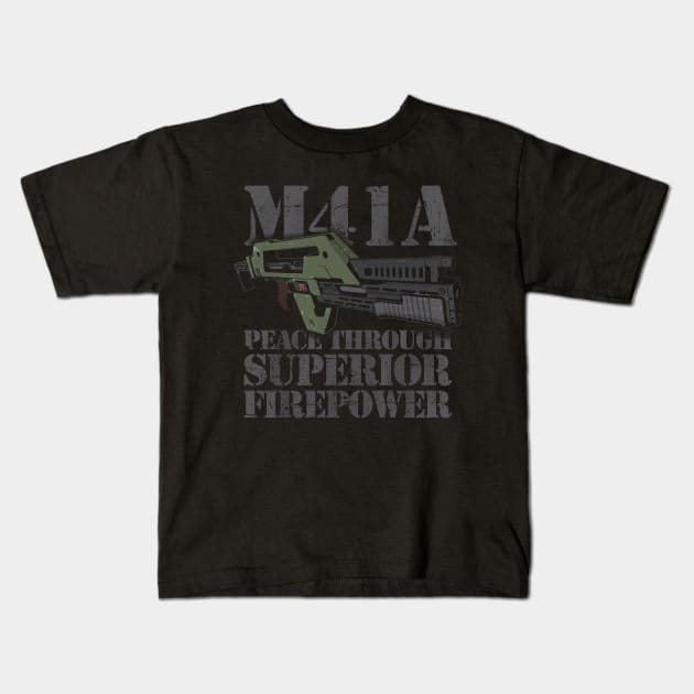 Superior Firepower Kids T-Shirt by TrulyMadlyGeekly